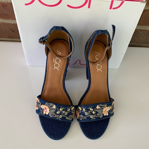 Sugar Women’s Slick Fabric Open Toe Casual Ankle Strap Sandals Size US 6 M NEW - Picture 2 of 10